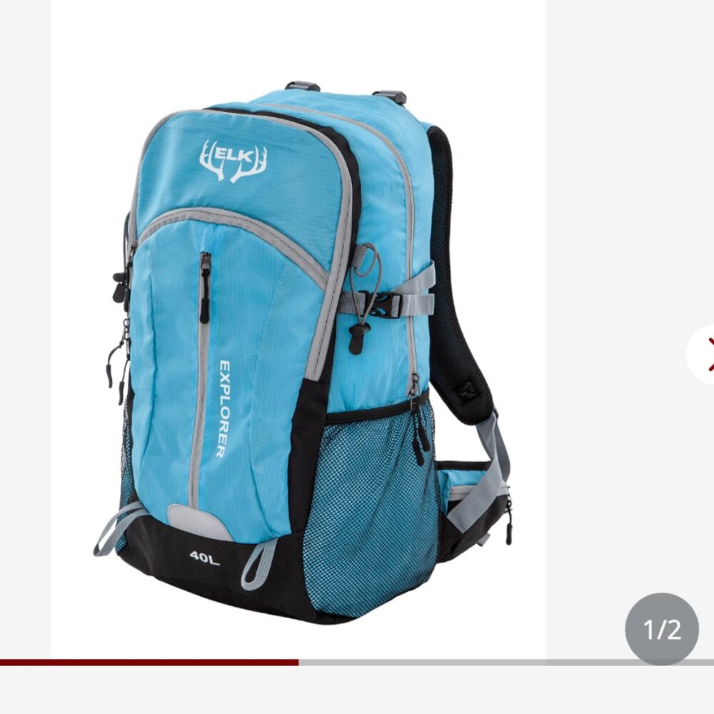 Elk 40L Hiking Backpack, Lightweight Waterproof Daypack With Rain Cover. NEW